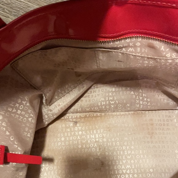 Kate Spade small Harmony Metro Perforated patent & leather Heart Red Tote Bag - Picture 8 of 16